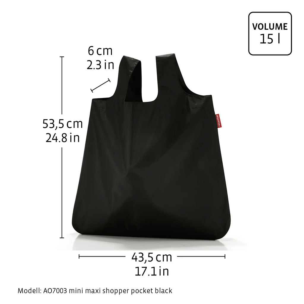 Mini Maxi Shopper Pocket Black