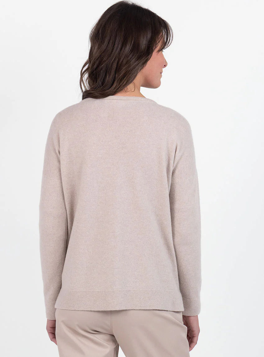 Gilet femme bord à bord laine et cachemire beige naturel