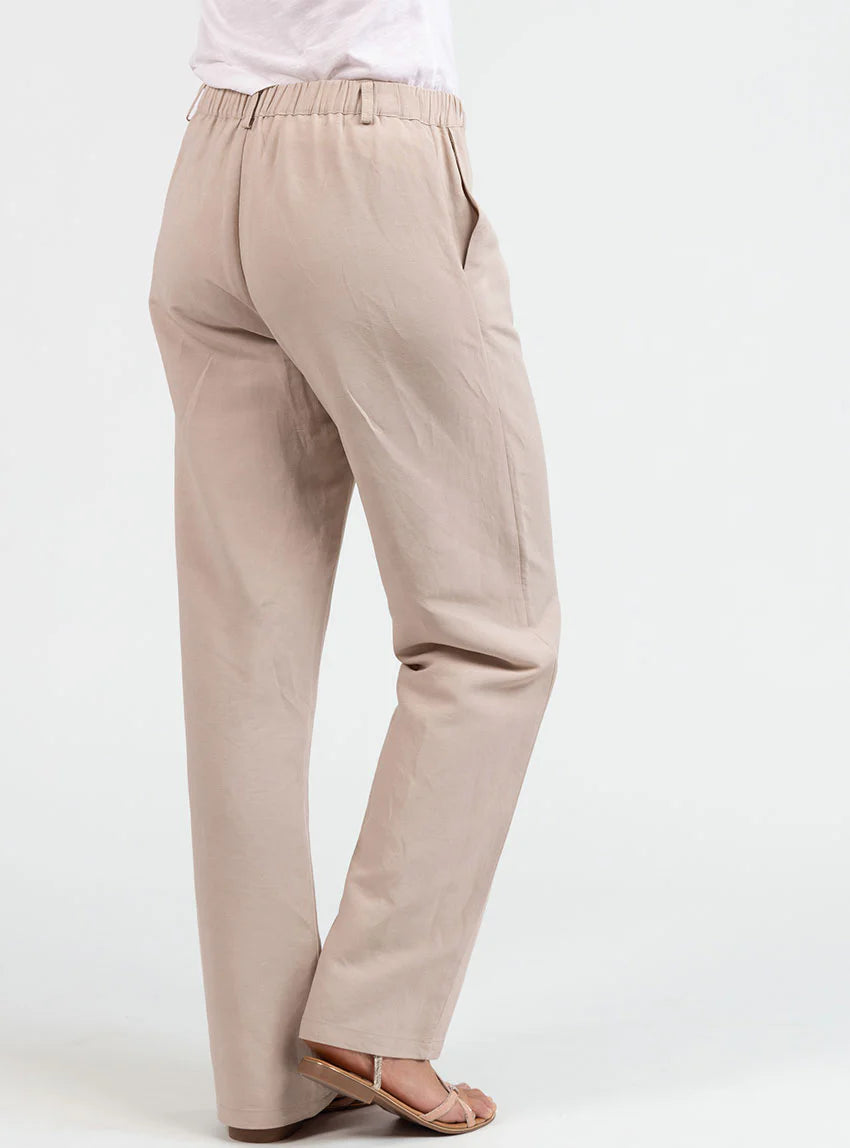 Pantalon femme large lin beige