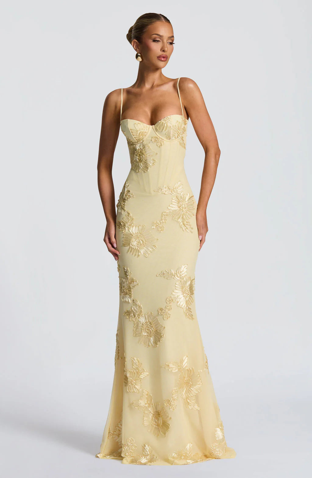 Robe longue à fines bretelles pour femme Élégante invitée mariage d'été