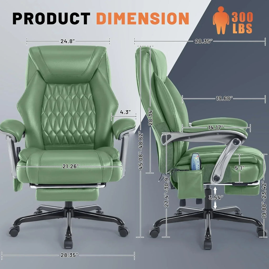 Massage Office Chair with Heating and Footrest Ergonomic Executive Reclining Office Chair