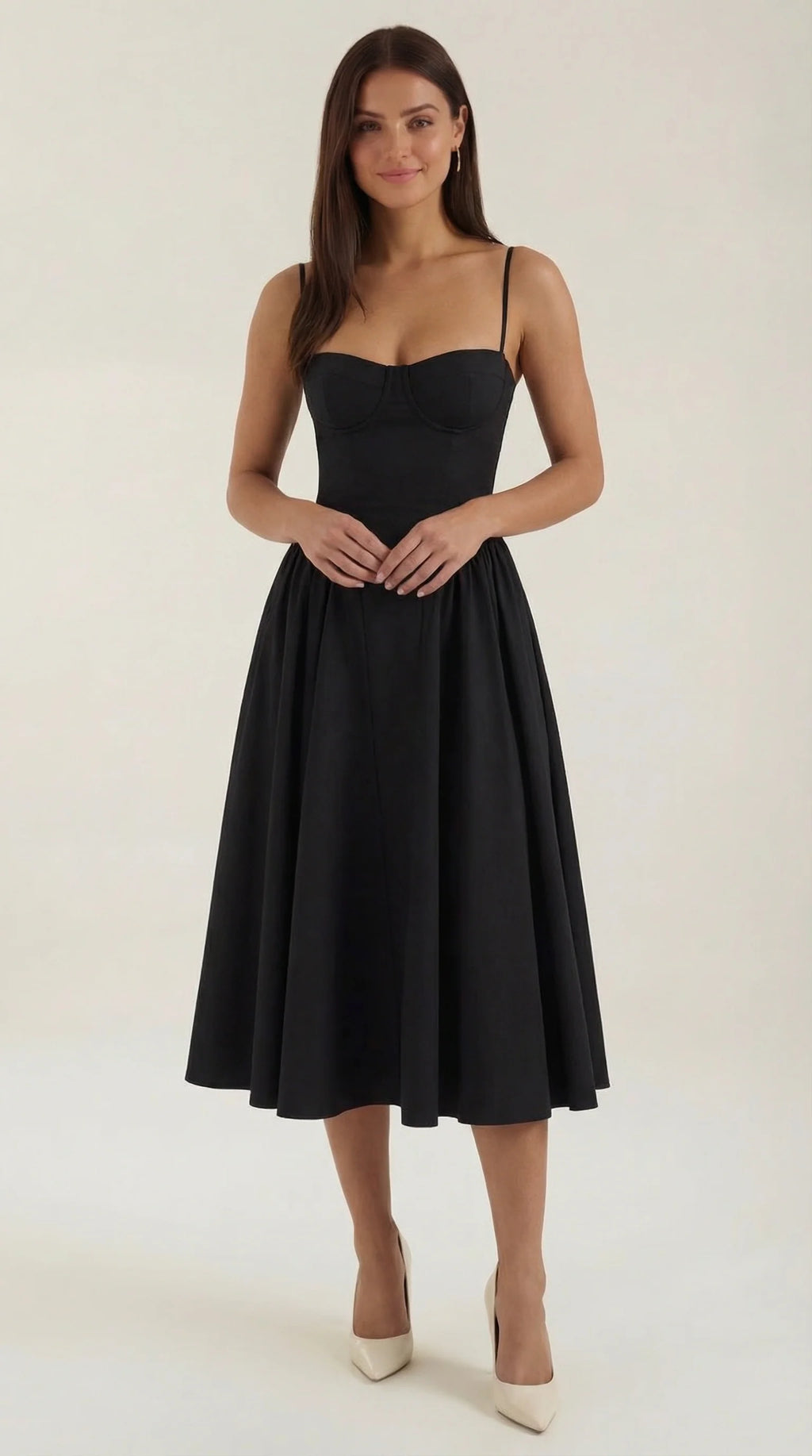 Robe mi-longue corset florale pour femme avec décolleté en cœur
