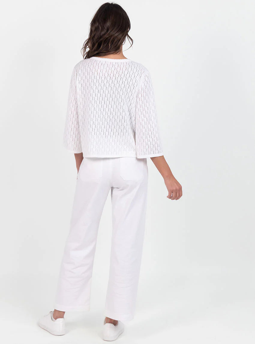 Gilet femme ajouré en coton blanc