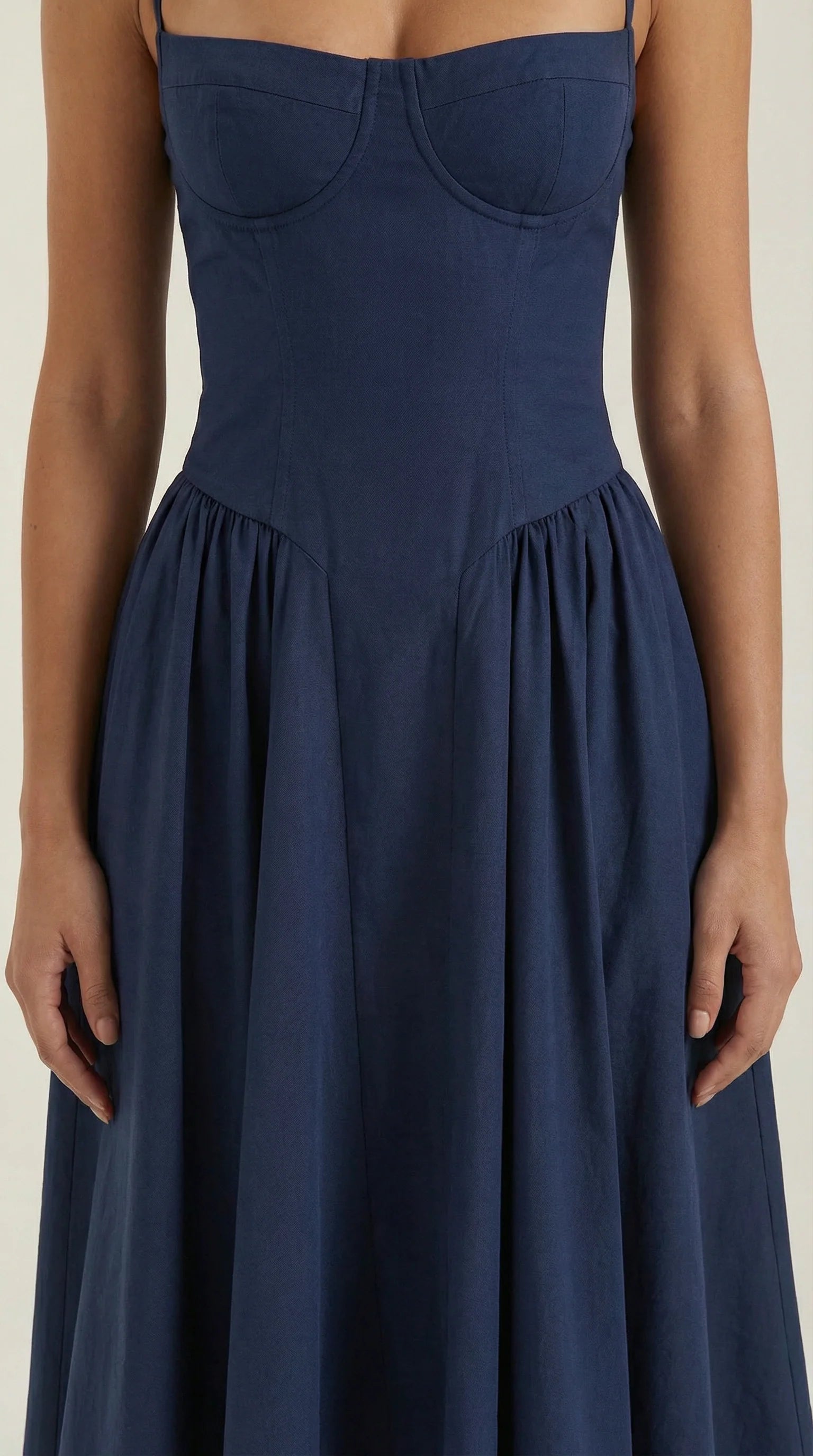 Robe mi-longue corset florale pour femme avec décolleté en cœur