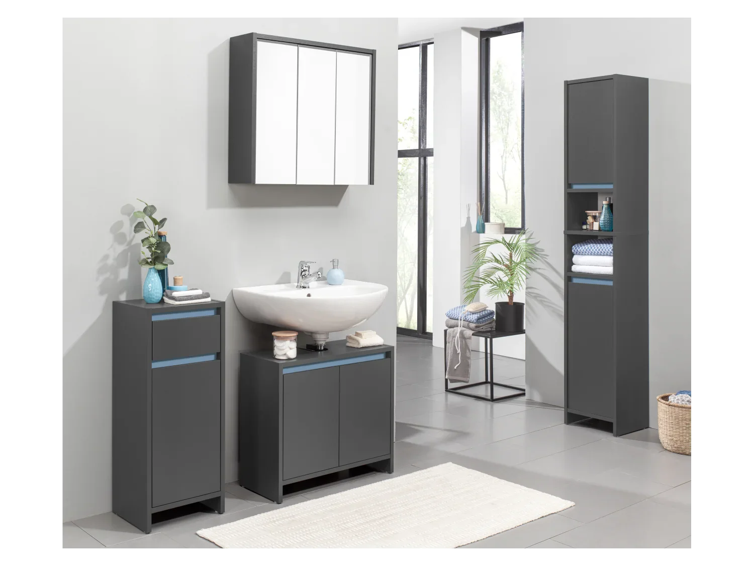 LIVARNO home Meuble sous-vasque Oslo, 60 x 55 x 28 cm, noir