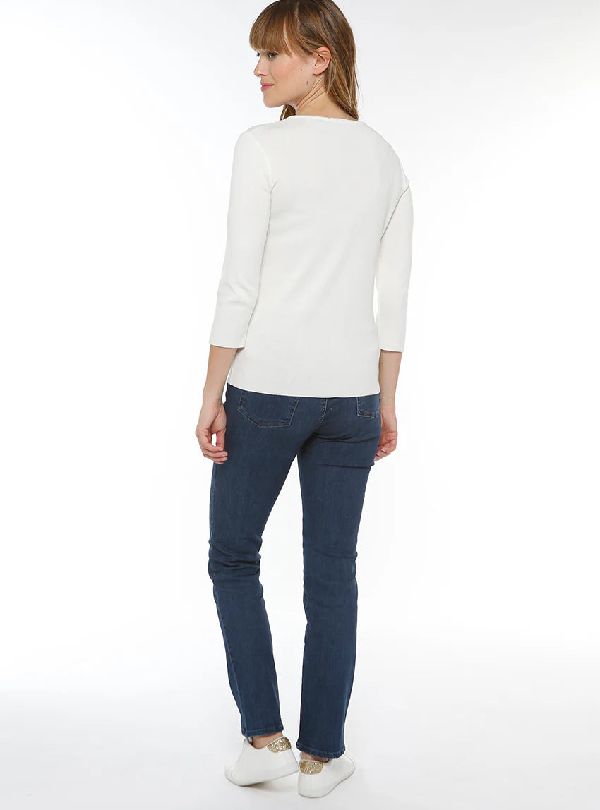 Pull femme en coton blanc crème