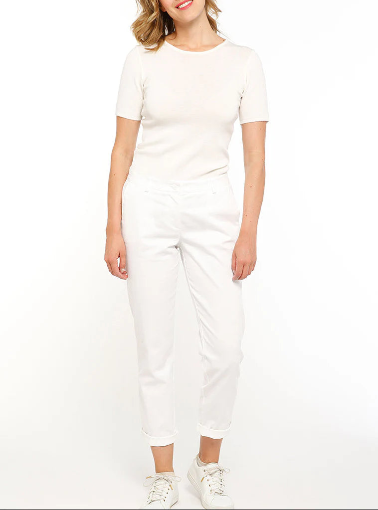 Pantalon chino femme en coton blanc