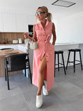 Steph - Robe midi en denim élégante