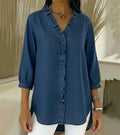 Clémence | Blouse fluide col V volanté