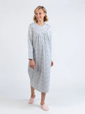 Chemise de nuit femme en coton floral vert sauge