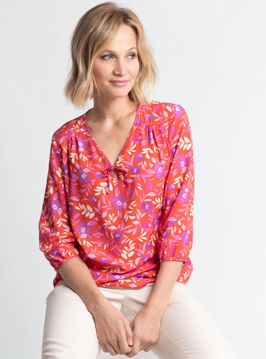 Blouse femme viscose floral rose violine