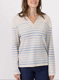 Pull marinière femme en coton raye bleu