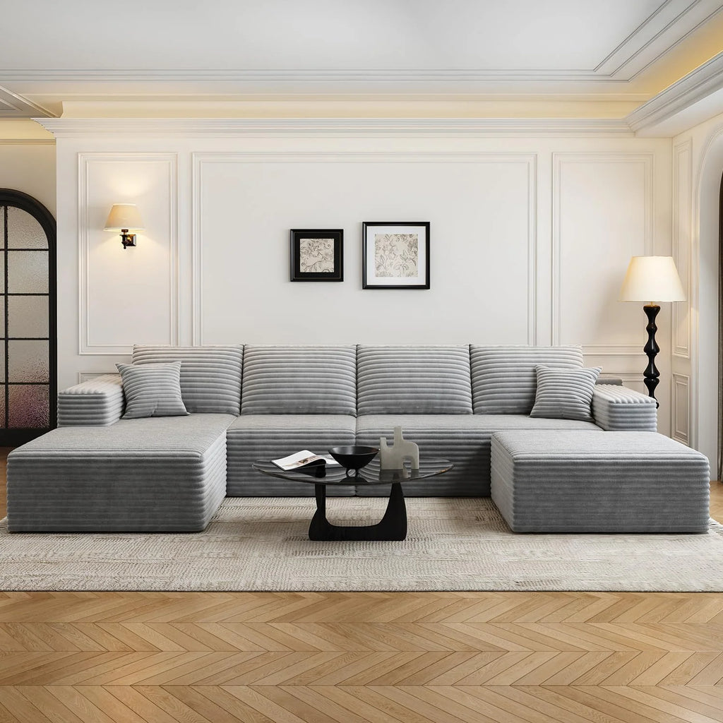 107.5 Cloud Modular Sectional Sofa Couch with L-Shape Chaise,Modern Minimalist Upholstered Couches for Living Room Bedroom,Deep Seat Corner Couch，No Assembly Required (Black,Left Facing Chaise)