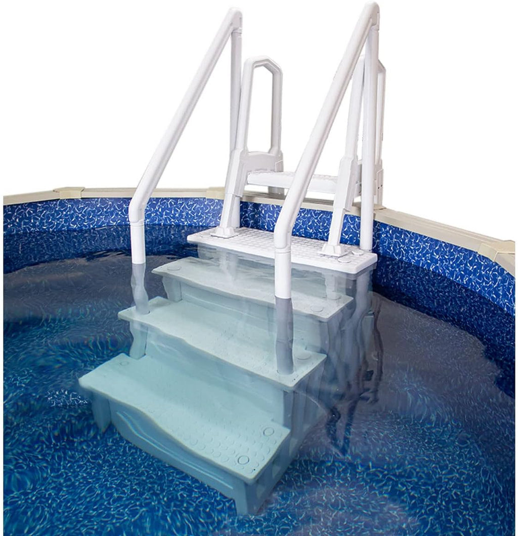 Select Anti-Slip in-Pool Steps | Gray | for Above Ground Swimming Pools | Can Mount to Decks 48 to 54 H | Safety Stairs Capacity Up to 300 lbs