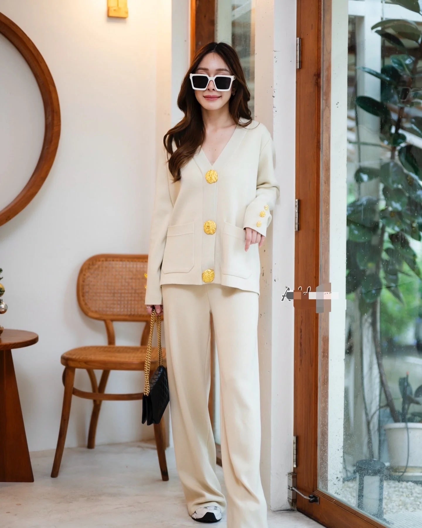 Ensemble pull en mélange de laine et pantalon à jambes larges