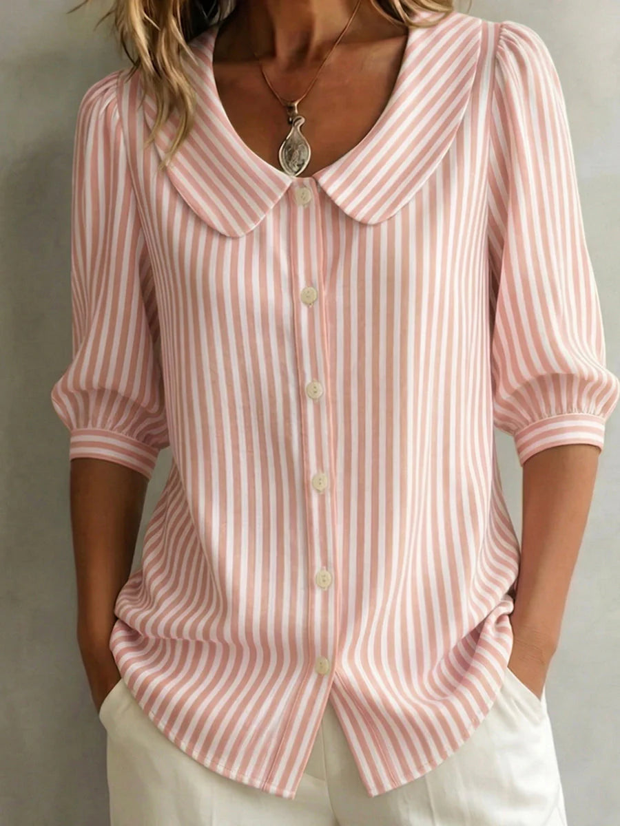 Blouse en coton vintage avec col Claudine pour femme