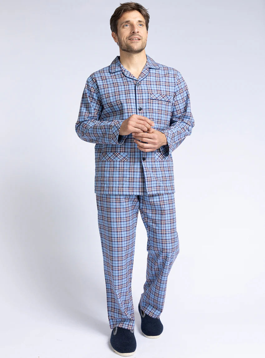 Pyjama chaud homme en coton bleu jean