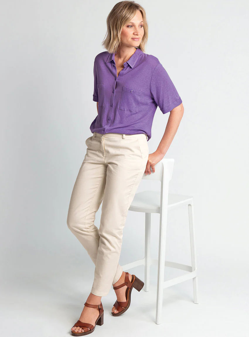 Pantalon chino femme en coton blanc naturel