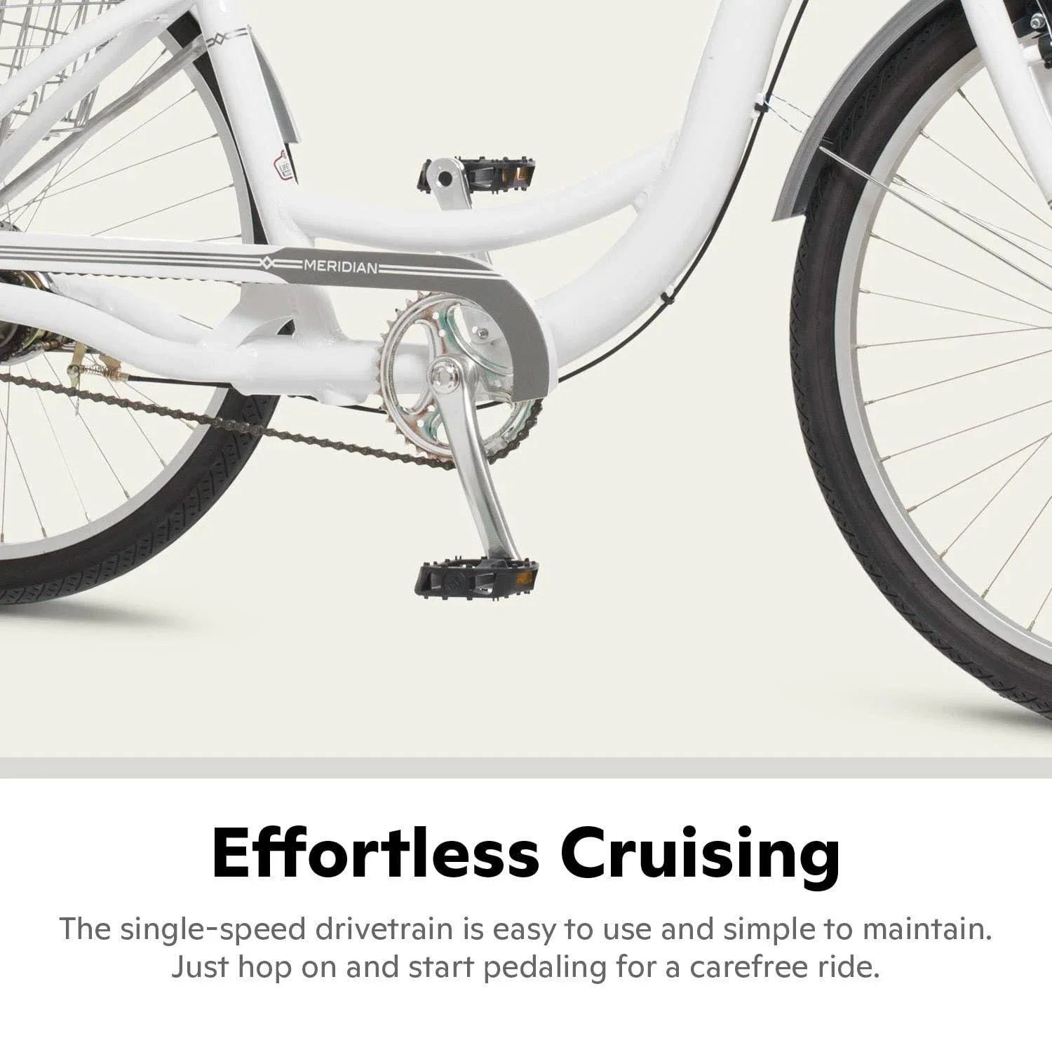 2025 Schwinn Meridian Adult Tricycle Bike Mens and Womens Three Wheel Beach Cruiser 26-inch Wheels Low Step-Through Frame Wide Seat Rear Folding Basket Sin