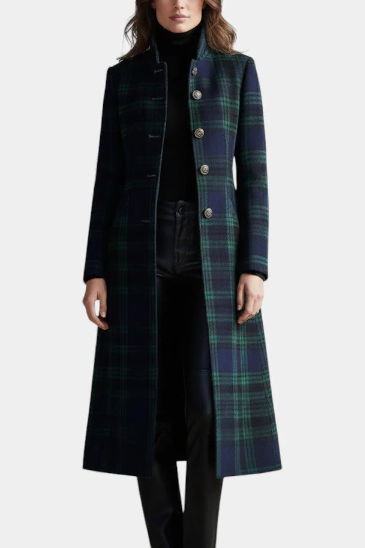 Madeleine | Manteau mi-long carreaux élégant