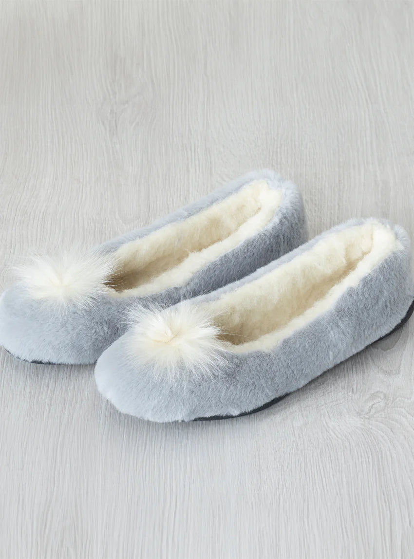 Chaussons ballerines d'intérieur gris perle