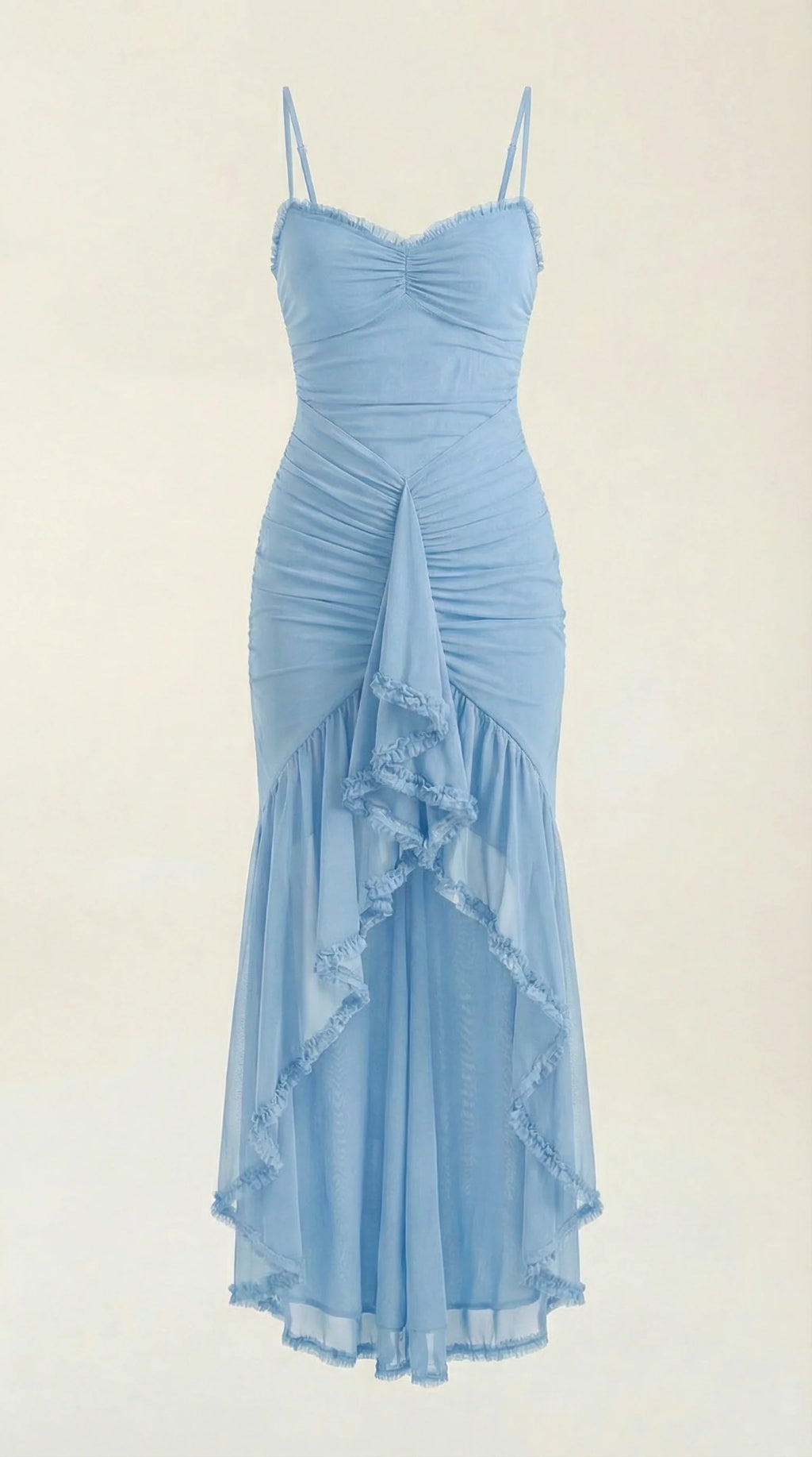 Robe maxi asymétrique à volants pour femmes