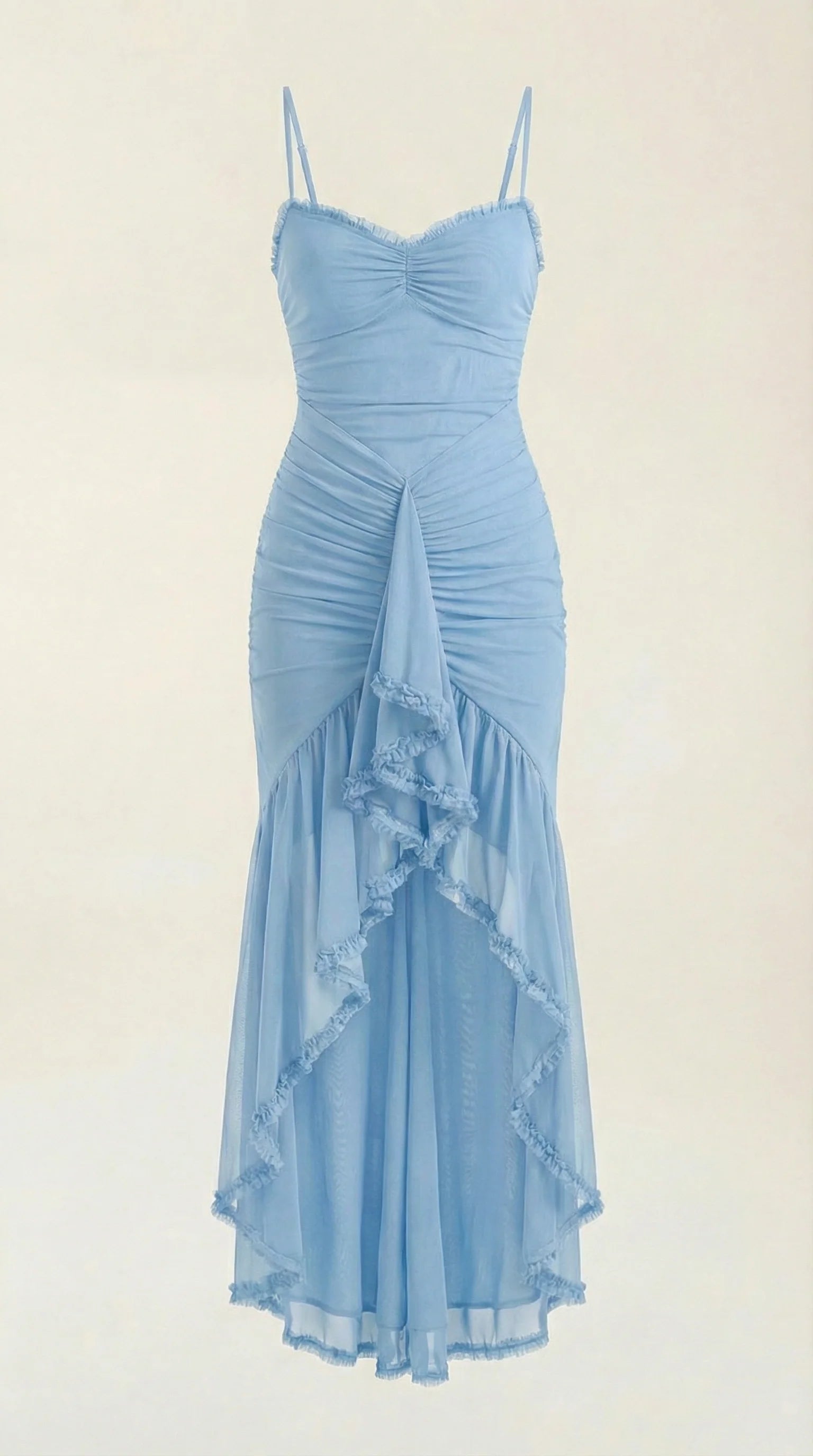 Robe maxi asymétrique à volants pour femmes