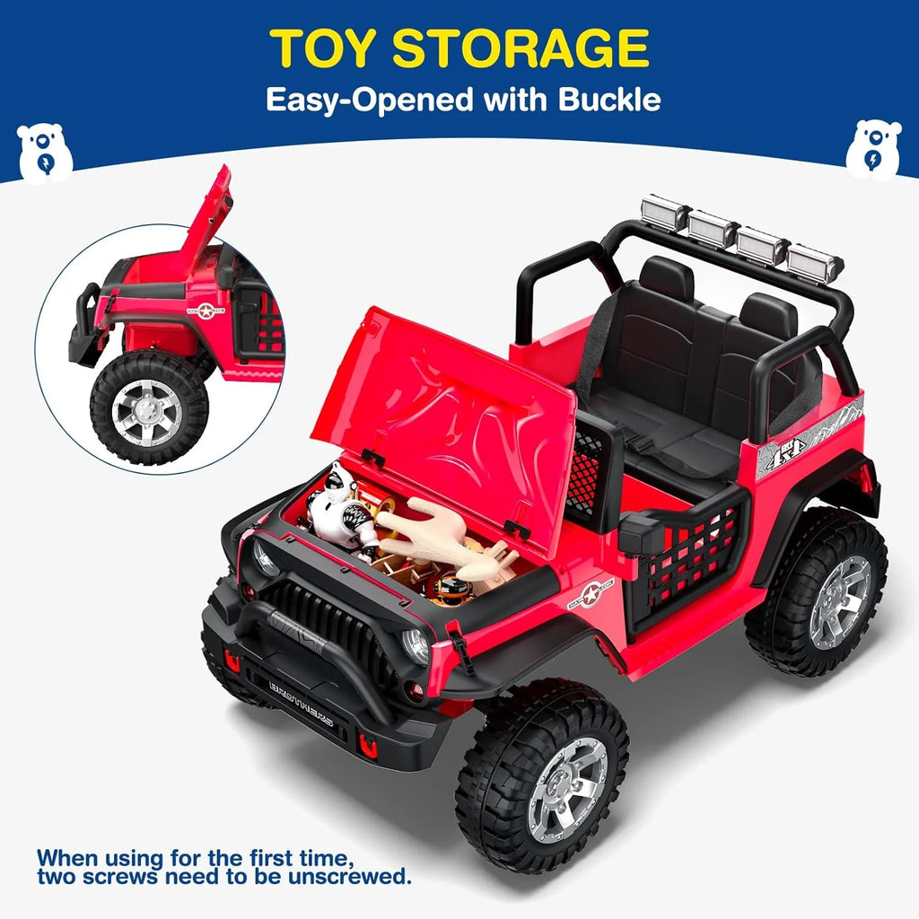 L8 Ride On Car, 2 Seater, 12V Kids Electric Car w/Remote Control, 4-Wheel Suspension, Bluetooth Speaker, Multi Music Modes, 3 Speeds, LED Lights, Xmas & Birthday Gift Ideas for Kids Ages 3+