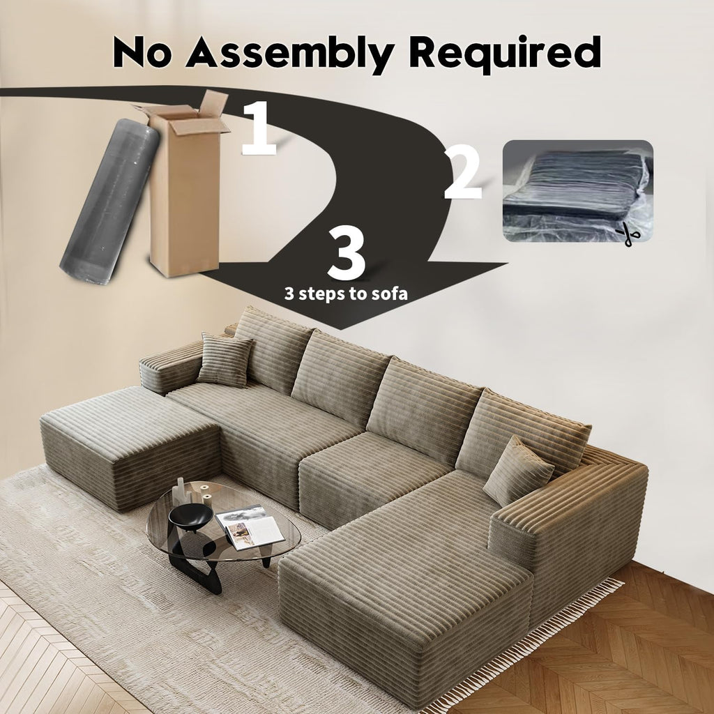 107.5 Cloud Modular Sectional Sofa Couch with L-Shape Chaise,Modern Minimalist Upholstered Couches for Living Room Bedroom,Deep Seat Corner Couch，No Assembly Required (Black,Left Facing Chaise)