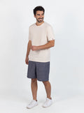 Bermuda homme en lin et coton bleu jean