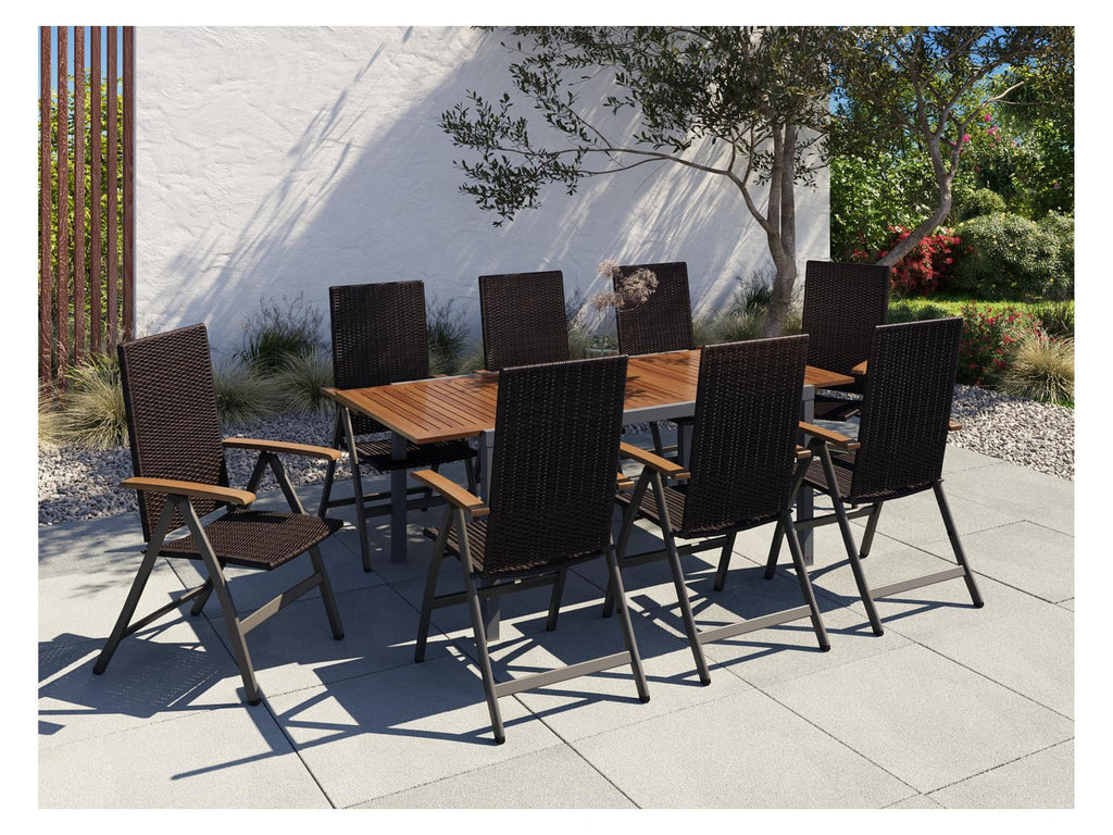 LIVARNO home Table de jardin + Lot de 8 fauteuils en rsine tresse Valencia