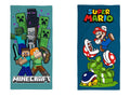 Serviette de plage enfant Super Mario ou Minecraft