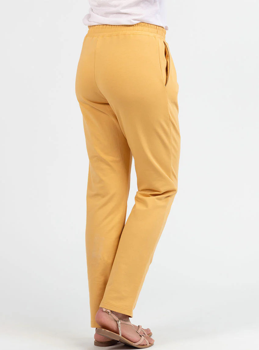 Pantalon femme molleton coton jaune miel