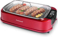 Indoor Grill, Techwood 1500W Smokeless Electric Grill with Tempered Glass Lid, Compact & Portable Non-Stick BBQ Grill with 6-Level Control, Dishwasher Safe, Black