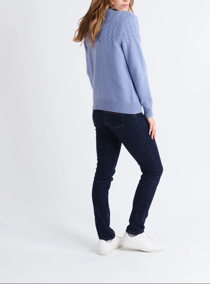 Cardigan femme laine mérinos bleu