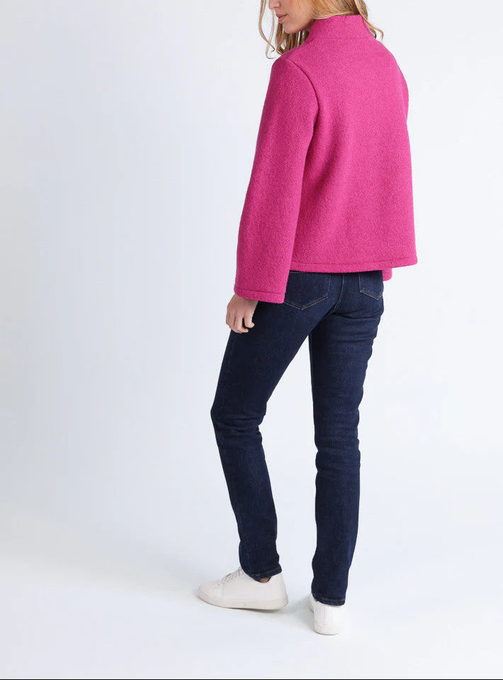 Veste femme laine bouillie rose