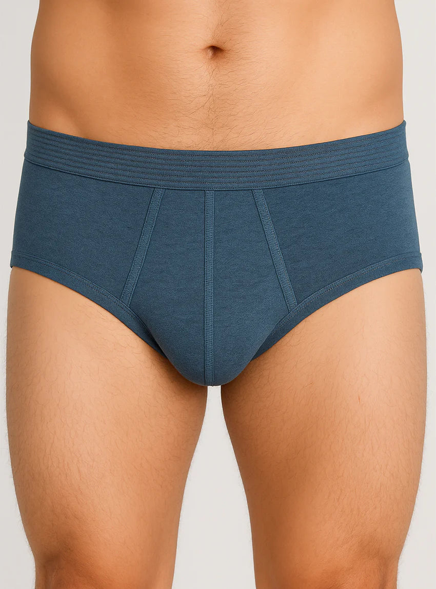 Slip ouvert homme uni en coton bleu