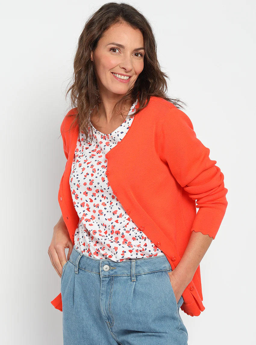 Cardigan femme en laine mérinos Orange Pulpe