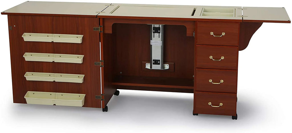 2025 353 Norma Jean Sewing Cabinet for Sturdy Sewing, Cutting, Quilting, and Crafting with Storage and Airlift, Black Finish
