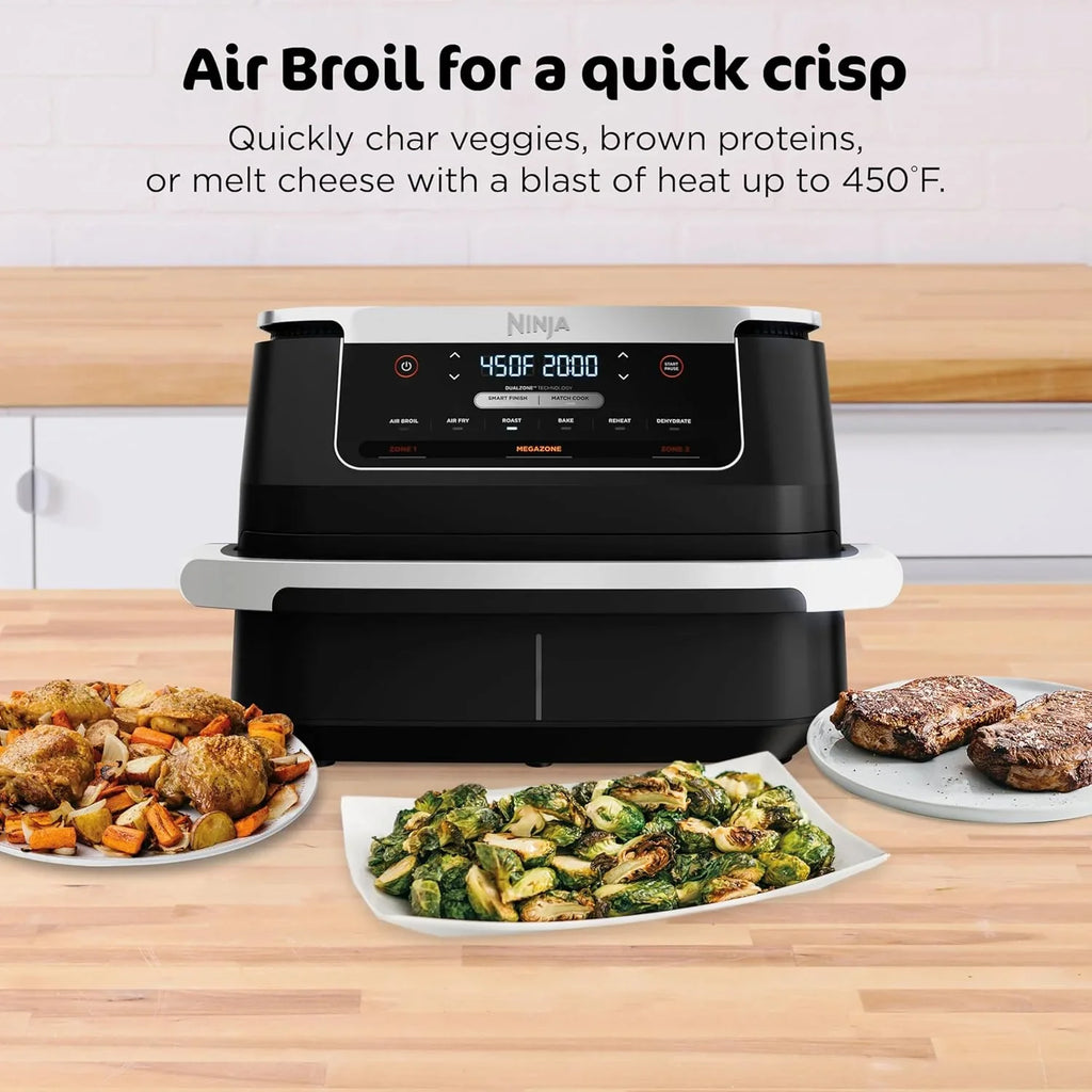 Ninja Foodi 6-in-1 FlexBasket Air Fryer with 7 QT MegaZone Basket Divider for Large Proteins