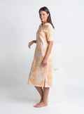 Chemise de nuit femme en coton jaune mangue