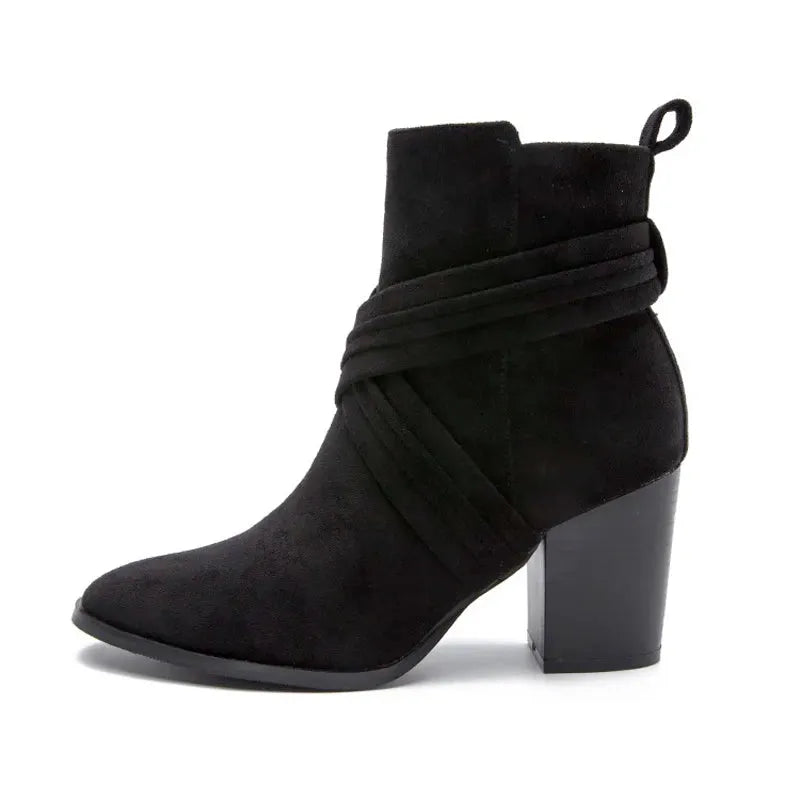 Sophie Paris I Bottines à Talon avec Détails de Zip et Lanières