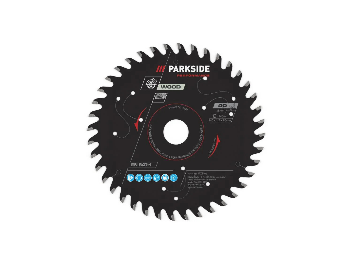 PARKSIDE PERFORMANCE Lame de scie, 140 mm, 20 dents, 40 dents, 44 dents