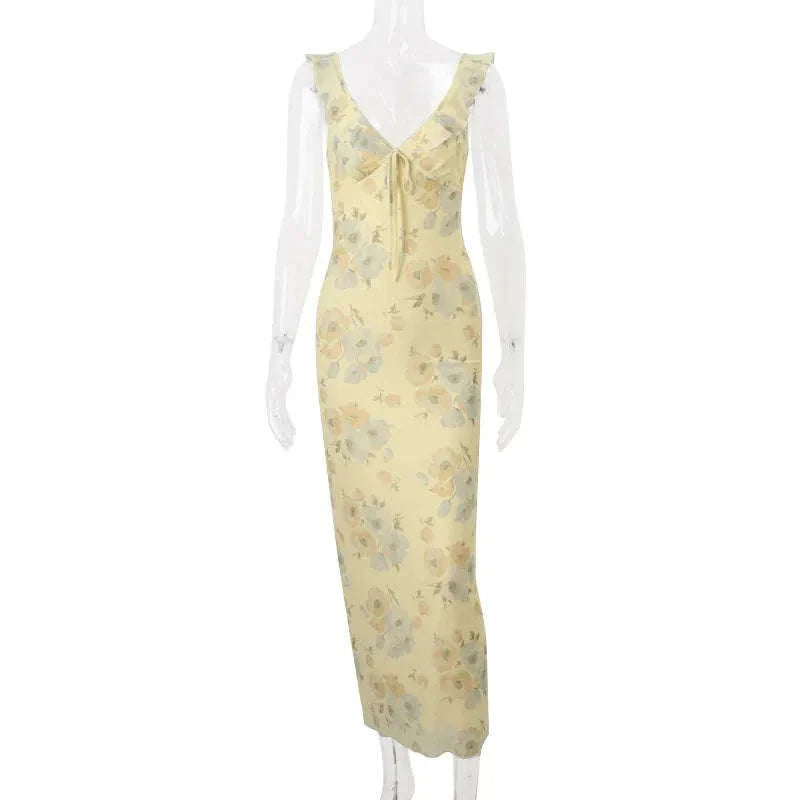 Robe Maxi Dos Nu Plongeant Fleurie Mode Été