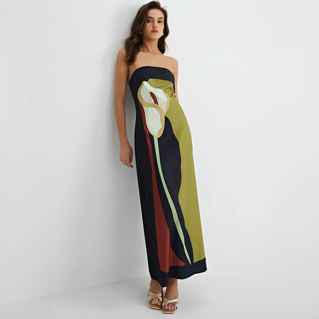 Delaney - Robe Élégante à Motifs Floraux Sans Bretelles