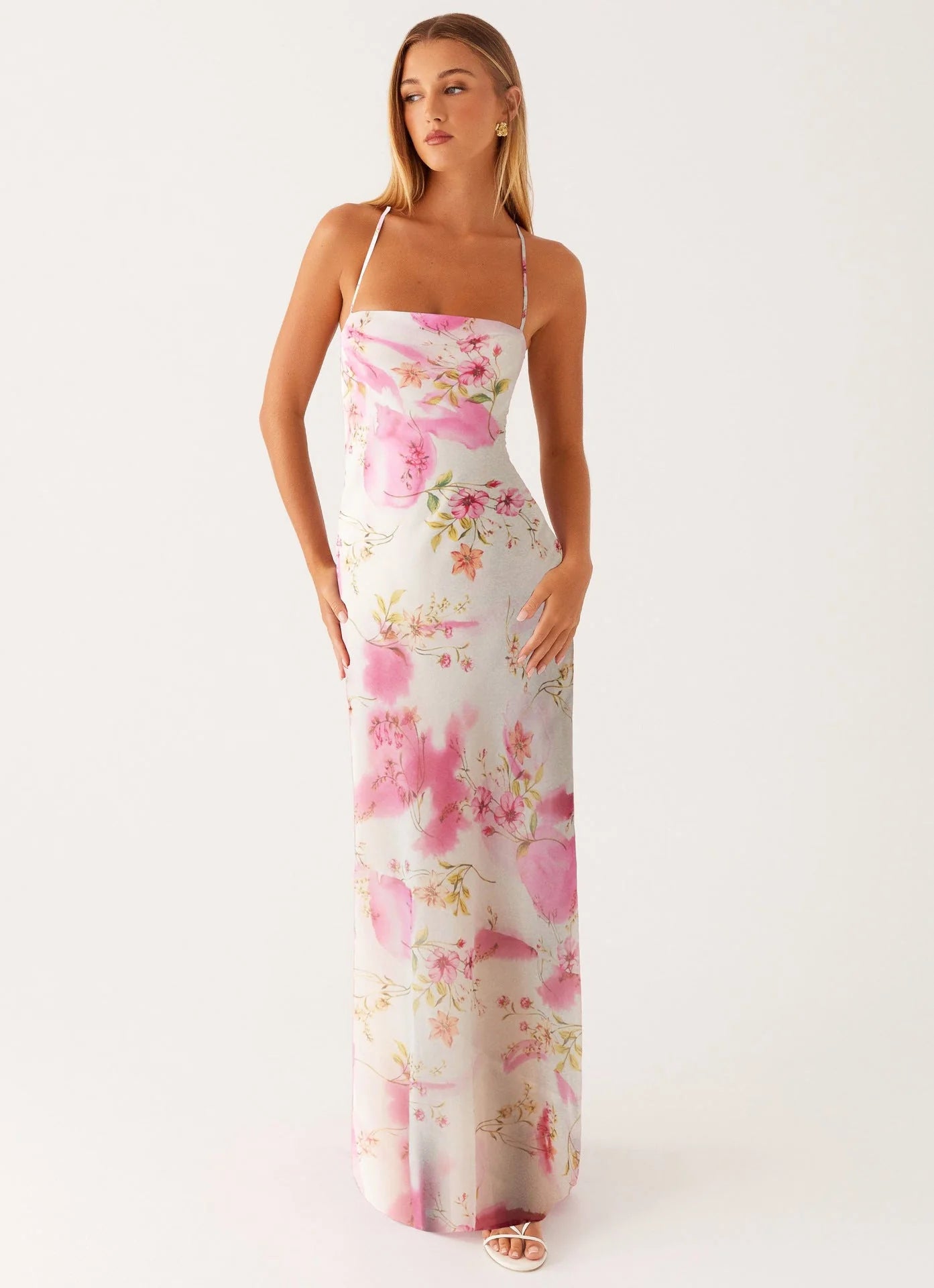 Robe maxi fleurie d'été pour femmes, sans manches, style bohème