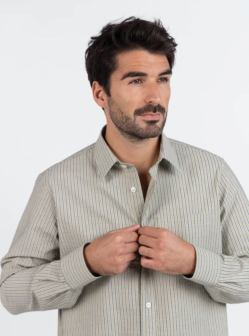 Chemise homme en coton vert tilleul
