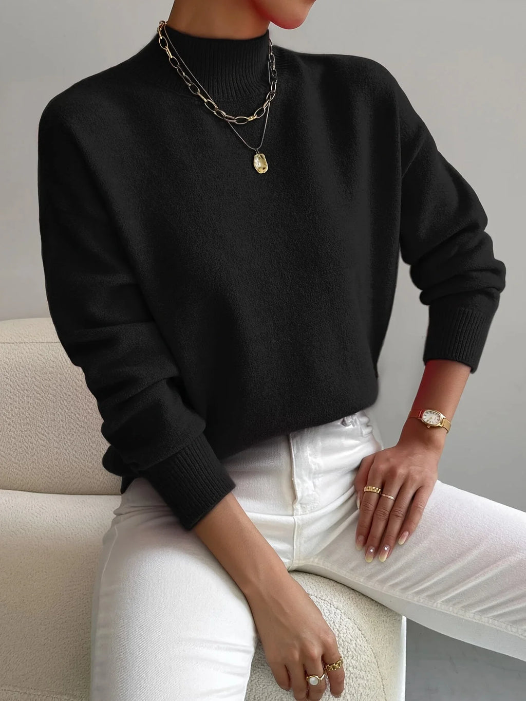 Pull col roulé élégant et confortable