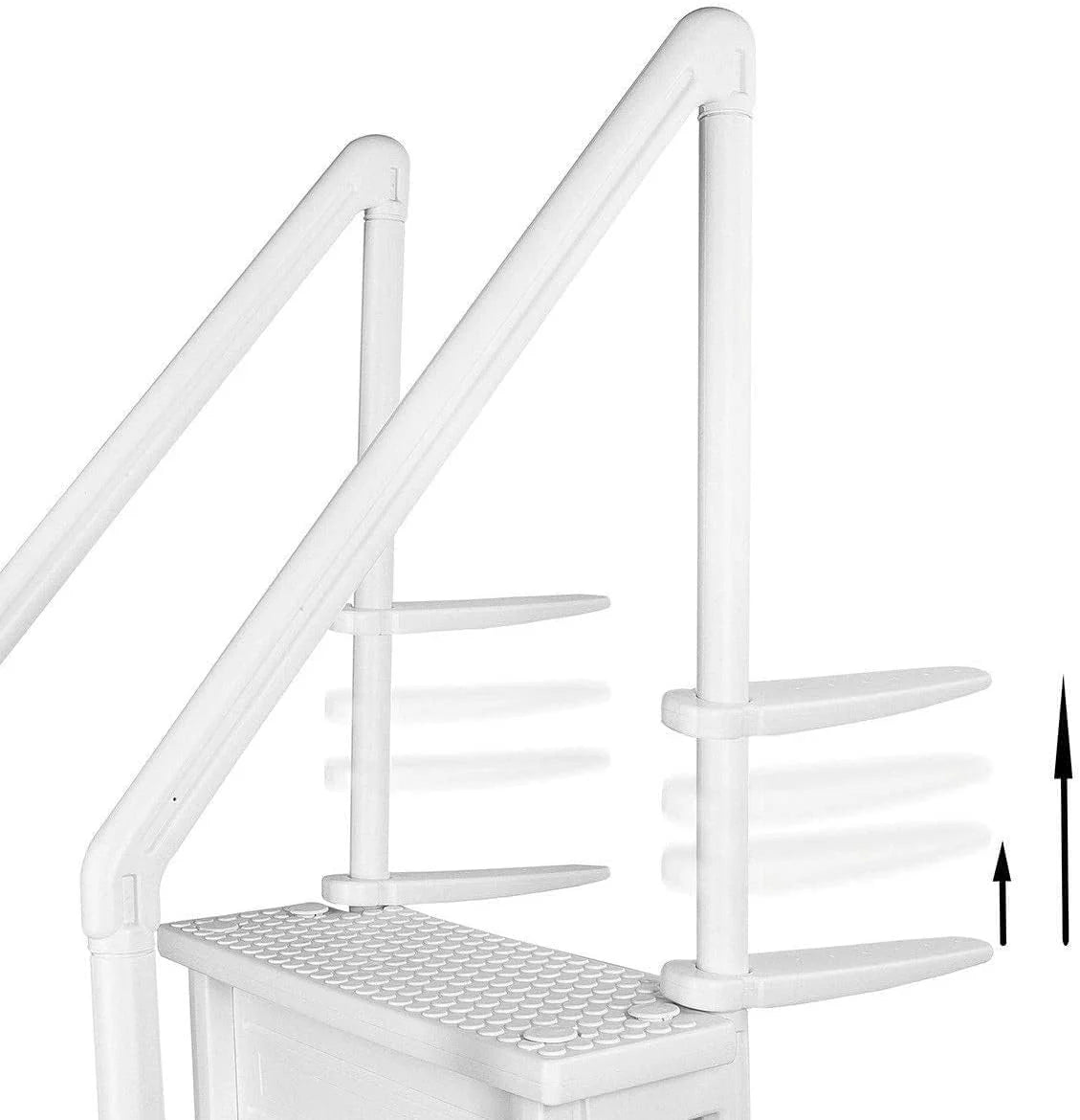 Select Anti-Slip in-Pool Steps | Gray | for Above Ground Swimming Pools | Can Mount to Decks 48 to 54 H | Safety Stairs Capacity Up to 300 lbs