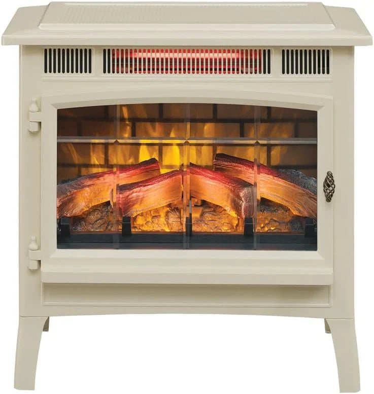 Freestanding Electric Fireplace Stove Heater with 3D Flame Effect for 1000 Sq. Ft